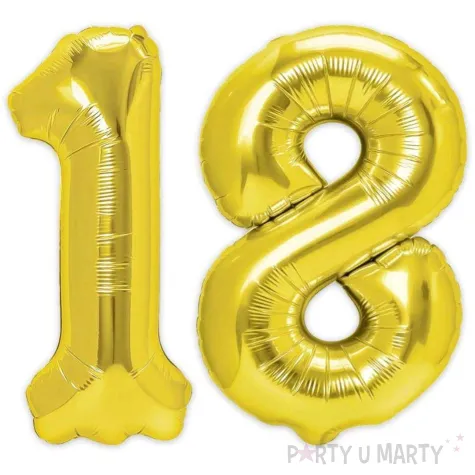 dekoracje na 18 urodziny zestaw balonow liczba 18 zloty 33 dgt 2 elementy