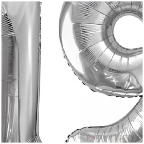 dekoracje na 19 urodziny rocznice zestaw balonow liczba 19 srebrny 39 dgt 2 elementy