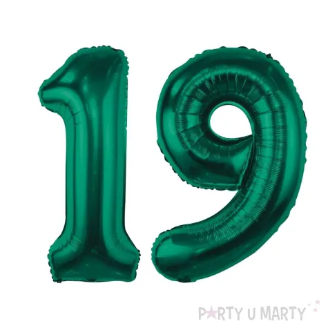 dekoracje na 19 urodziny zestaw balonow xl liczba 19 butelkowy zielony 39 dgt 2 szt