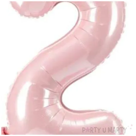 dekoracje na 2 urodziny dla dziewczynki balon foliowy cyfra 2 stojaca rozowy partydeco
