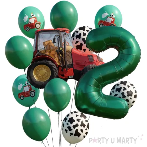 dekoracje na 2 urodziny zestaw balonow farma czerwony traktor wiejskie party