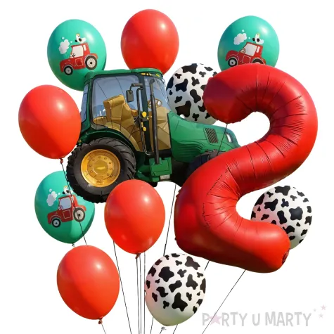 dekoracje na 2 urodziny zestaw balonow farma zielony traktor wiejskie party