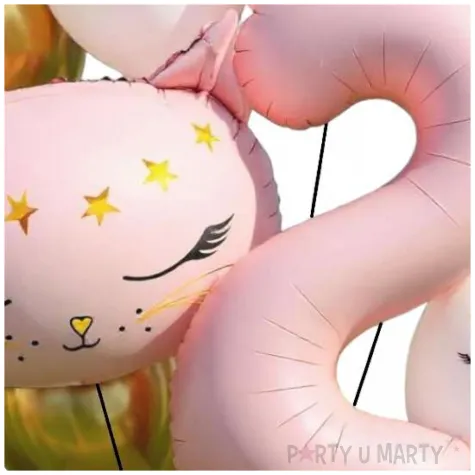 dekoracje na 2 urodziny zestaw balonow kotek dla kociarza liczba 2 rozowy jasny 10 szt