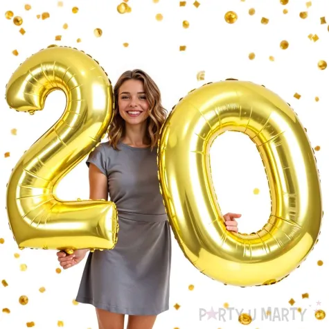 dekoracje na 20 urodziny zestaw balonow liczba 20 zloty 33 dgt 2 elementy