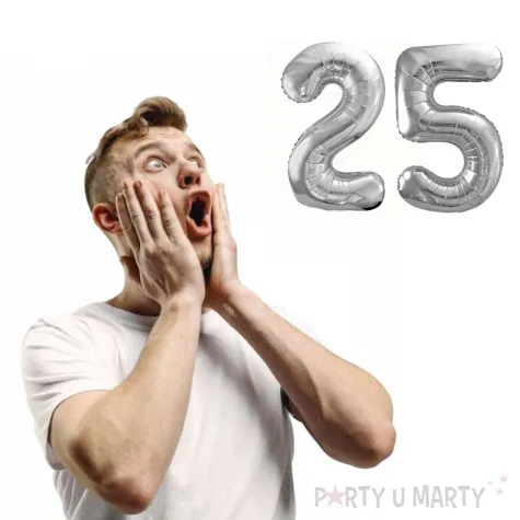 dekoracje na 25 urodziny rocznice zestaw balonow liczba 25 srebrny 39 dgt 2 elementy