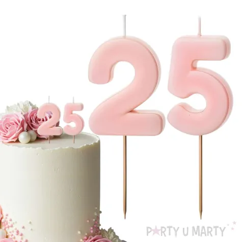 dekoracje na 25 urodziny swieczki na tort liczba 25 rozowy 4 5 cm 2 szt
