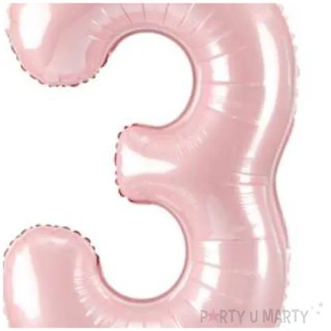 dekoracje na 3 urodziny dla dziewczynki balon foliowy cyfra 3 stojaca rozowy partydeco