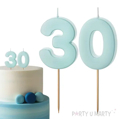 dekoracje na 30 urodziny swieczki na tort liczba 30 niebieski 4 5 cm 2 szt