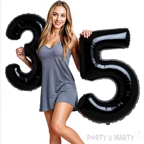 dekoracje na 35 urodziny rocznice zestaw balonow xl liczba 35 czarny 39 dgt 2 szt