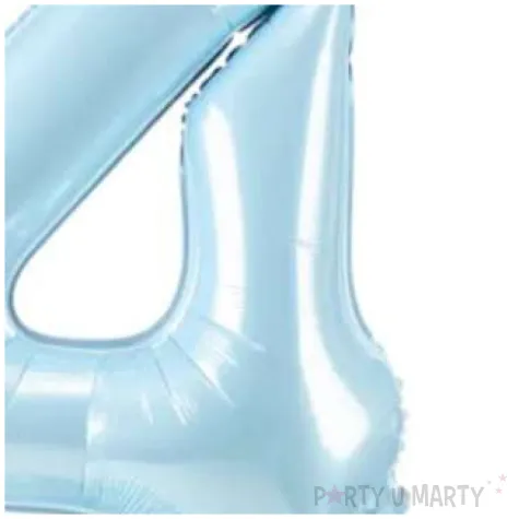 dekoracje na 4 urodziny dla chlopca balon foliowy cyfra 4 stojaca blekitny partydeco