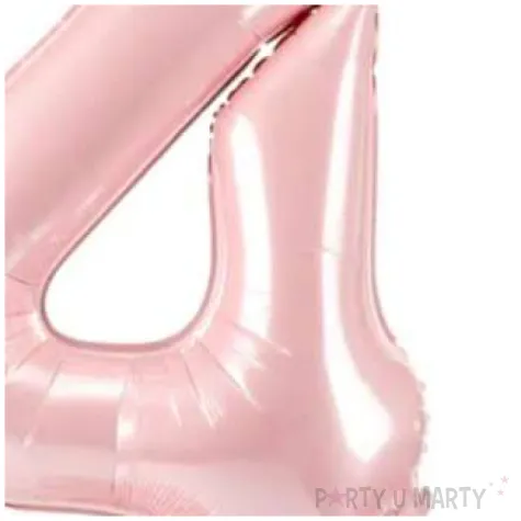 dekoracje na 4 urodziny dla dziewczynki balon foliowy cyfra 4 stojaca rozowy partydeco