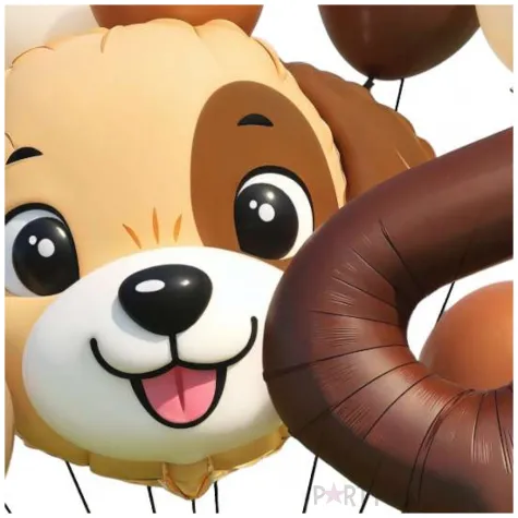 dekoracje na 4 urodziny zestaw balonow piesek pies liczba 4 brazowy 12 szt duzy