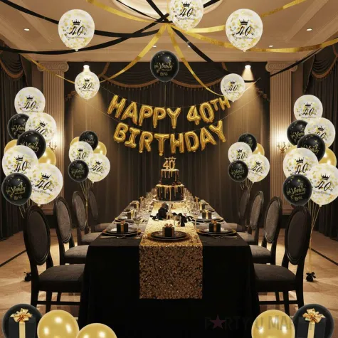 dekoracje na 40 urodziny balony transparentne z konfetti happy birthday liczba 40 zlote 12