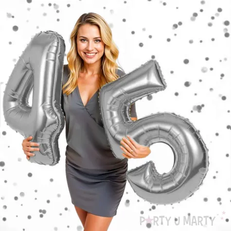 dekoracje na 45 urodziny rocznice zestaw balonow liczba 45 srebrny 39 dgt 2 elementy