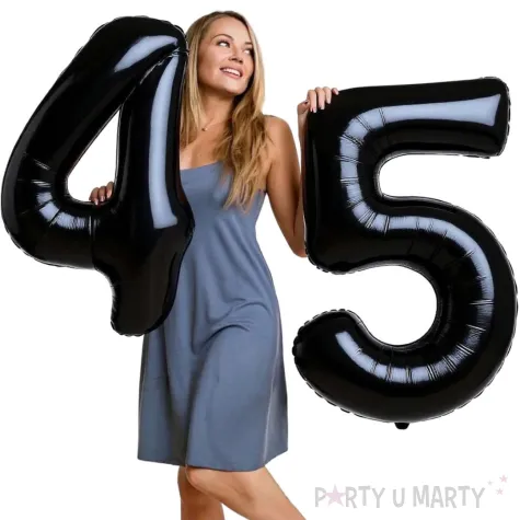 dekoracje na 45 urodziny rocznice zestaw balonow xl liczba 45 czarny 39 dgt 2 szt