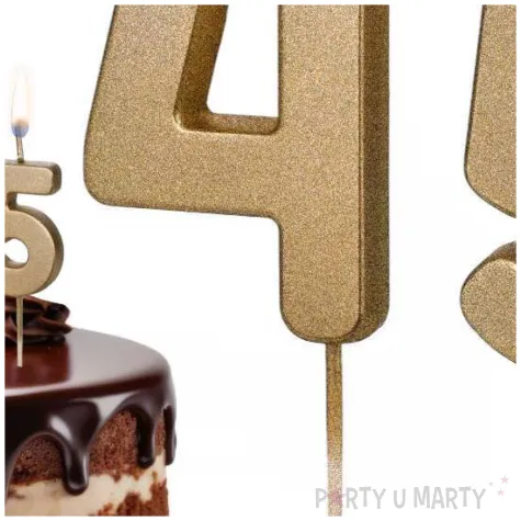 dekoracje na 45 urodziny swieczki na tort liczba 45 zloty 4 5 cm 2 szt