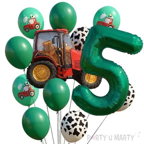 dekoracje na 5 urodziny zestaw balonow farma czerwony traktor wiejskie party