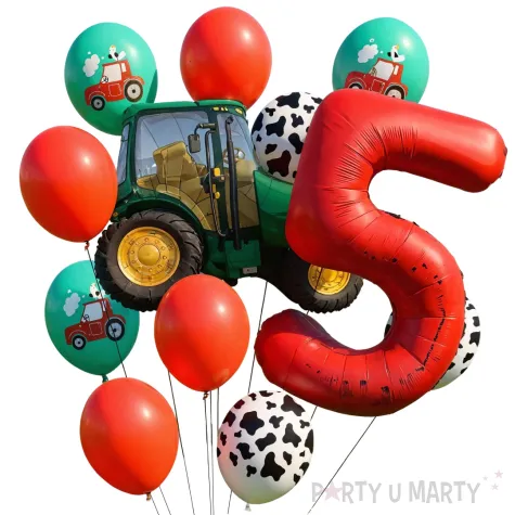 dekoracje na 5 urodziny zestaw balonow farma zielony traktor wiejskie party