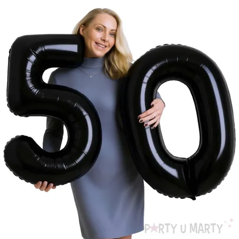 dekoracje na 50 urodziny rocznice zestaw balonow xl liczba 50 czarny 39 dgt 2 szt