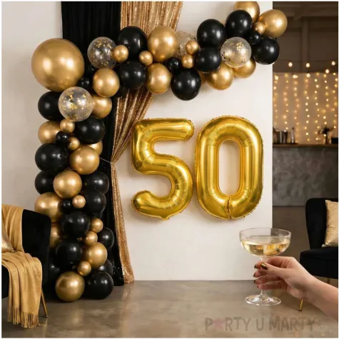 dekoracje na 50 urodziny zestaw balonow liczba 50 zloty 33 dgt 2 elementy