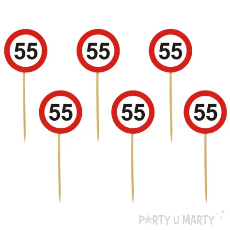 dekoracje na 55 urodzimy pikery ozdobne na muffinki babeczki traffic birthday 55 6 szt