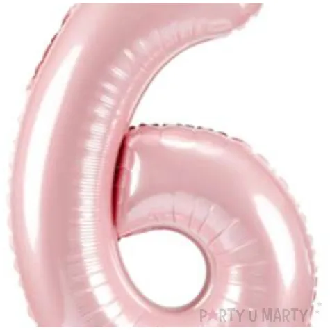 dekoracje na 6 urodziny dla dziewczynki balon foliowy cyfra 6 stojaca rozowy partydeco