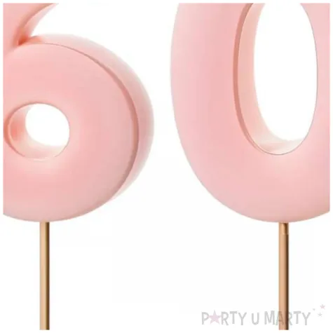dekoracje na 60 urodziny swieczki na tort liczba 60 rozowy 4 5 cm 2 szt