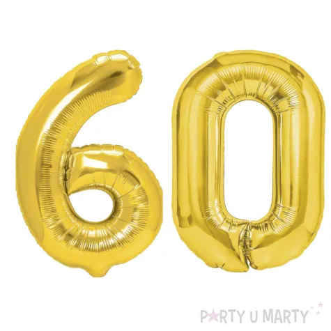 dekoracje na 60 urodziny zestaw balonow liczba 60 zloty 33 dgt 2 elementy