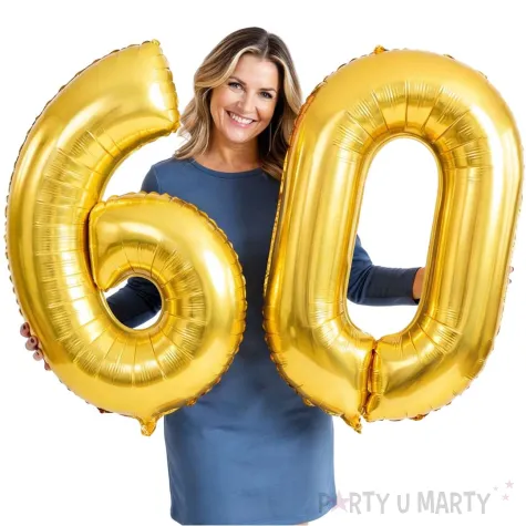dekoracje na 60 urodziny zestaw balonow liczba 60 zloty 33 dgt 2 elementy