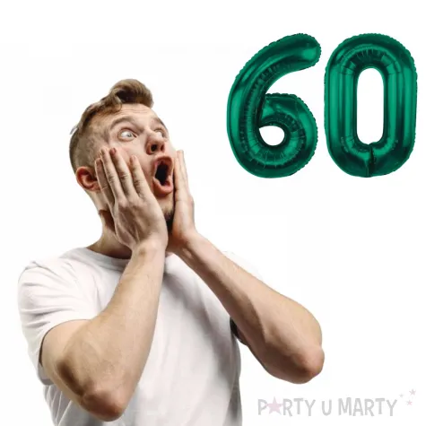 dekoracje na 60 urodziny zestaw balonow xl liczba 60 butelkowy zielony 39 dgt 2 szt