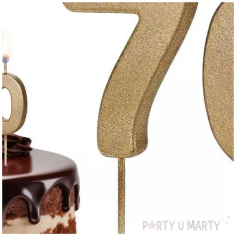 dekoracje na 70 urodziny swieczki na tort liczba 70 zloty 4 5 cm 2 szt