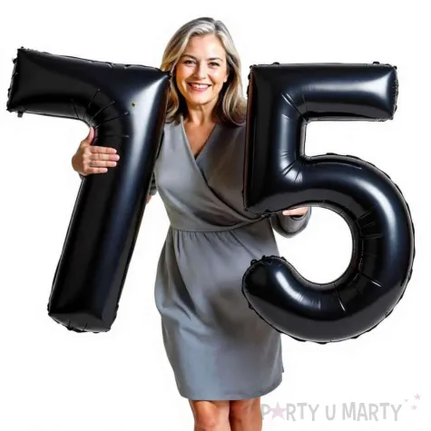 dekoracje na 75 urodziny rocznice zestaw balonow xl liczba 75 czarny 39 dgt 2 szt