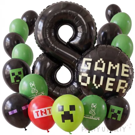 dekoracje na 8 urodziny gracza balony minecraft creeper zielone czarne gaming tnt enderman x17