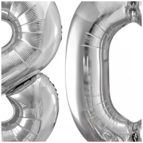 dekoracje na 80 urodziny rocznice zestaw balonow liczba 80 srebrny 39 dgt 2 elementy