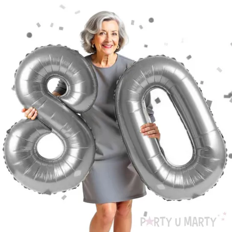 dekoracje na 80 urodziny rocznice zestaw balonow liczba 80 srebrny 39 dgt 2 elementy