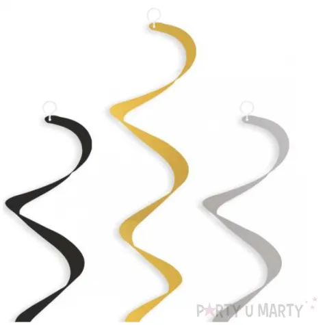 dekoracje na 80 urodziny swiderki wiszace glamour birthday czarno zloto srebrne 6 szt