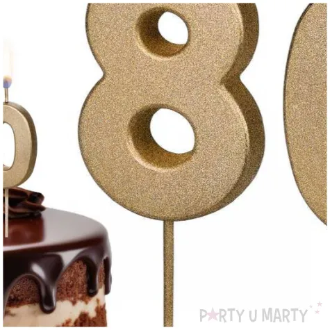 dekoracje na 80 urodziny swieczki na tort liczba 80 zloty 4 5 cm 2 szt