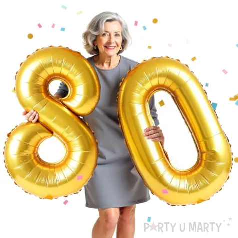 dekoracje na 80 urodziny zestaw balonow liczba 80 zloty 33 dgt 2 elementy