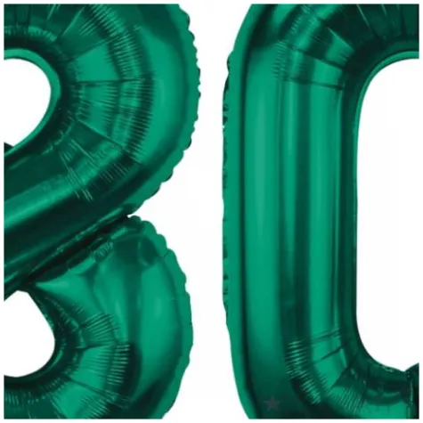 dekoracje na 80 urodziny zestaw balonow xl liczba 80 butelkowy zielony 39 dgt 2 szt