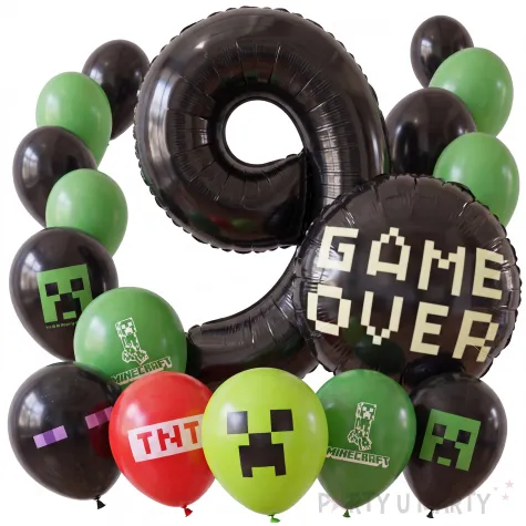 dekoracje na 9 urodziny gracza balony minecraft creeper zielone czarne gaming tnt enderman x17