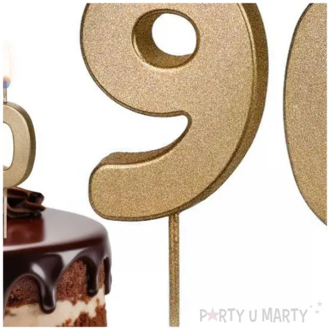 dekoracje na 90 urodziny swieczki na tort liczba 90 zloty 4 5 cm 2 szt