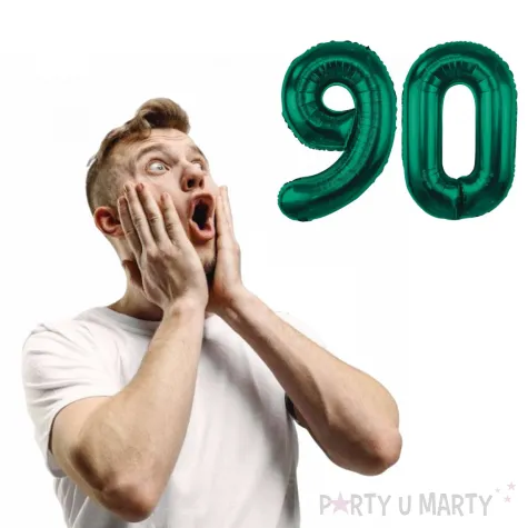dekoracje na 90 urodziny zestaw balonow xl liczba 90 butelkowy zielony 39 dgt 2 szt