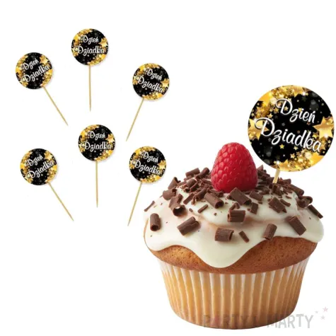 dekoracje na babeczki pikery dzien dziadka gwiazdki do muffinek szpilki ozdobne 6 szt