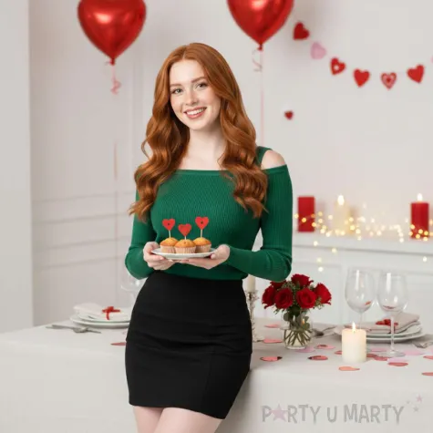 dekoracje na babeczki walentynkowe pikery na muffinki czerwone serca 6 szt