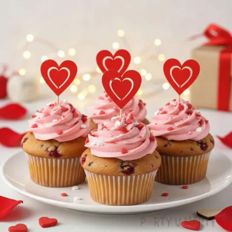 dekoracje na babeczki walentynkowe pikery na muffinki czerwone serca art 6 szt