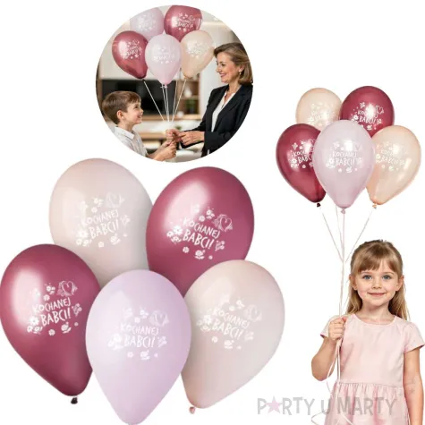 dekoracje na dzien babci balony kochanej babci kwiaty i serca rozowe 13 5 szt