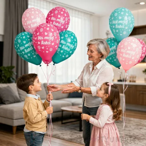 dekoracje na dzien babci prezent na urodziny balony dla mojej babci serca i kwiaty 13 5 szt