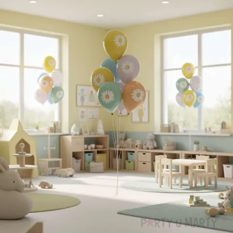 dekoracje na dzien wiosny do przedszkola szkoly balony stokrotki mix partydeco 12 5 szt