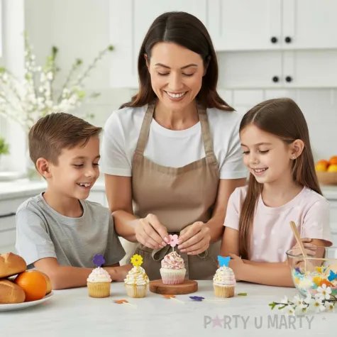 dekoracje na dzien wiosny pikery na muffinki babeczki kwiatki i motylki do przedszkola x6