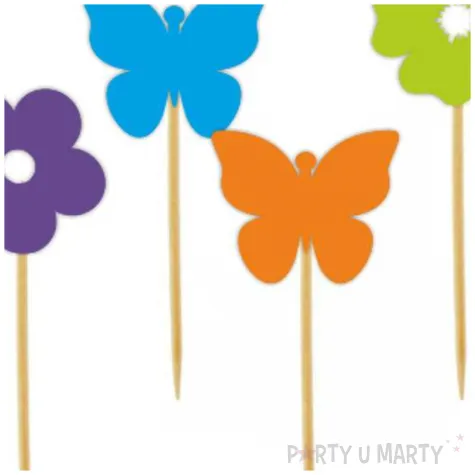 dekoracje na dzien wiosny pikery na muffinki babeczki wiosna kwiatki i motylki mix 6 szt